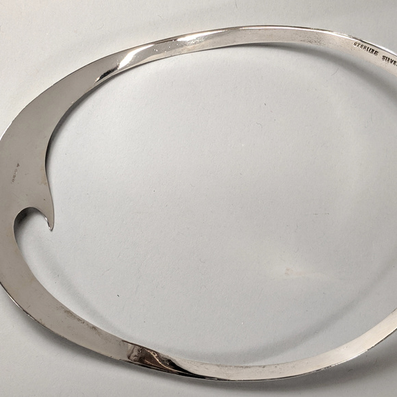 Sterling SILVER Choker Clean Modern Wave UNIQUE! - Picture 6 of 8